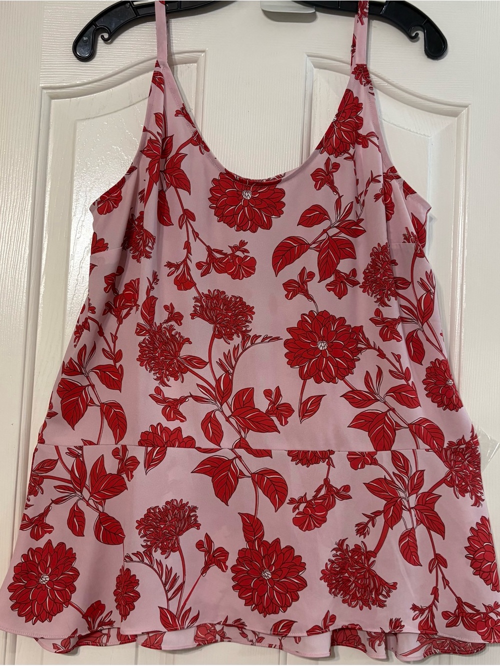 CAbi Pink Cami with Red Botanical Print